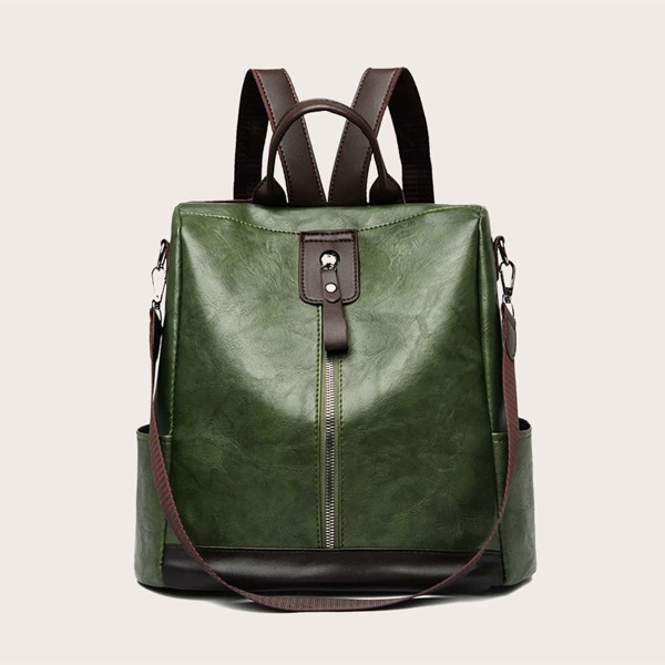 

Zip Front Backpack, Green