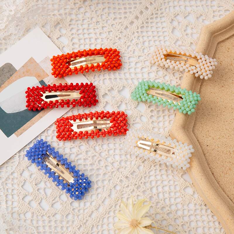 

1pc Random Crystal Beads Hair Clip, Multicolor