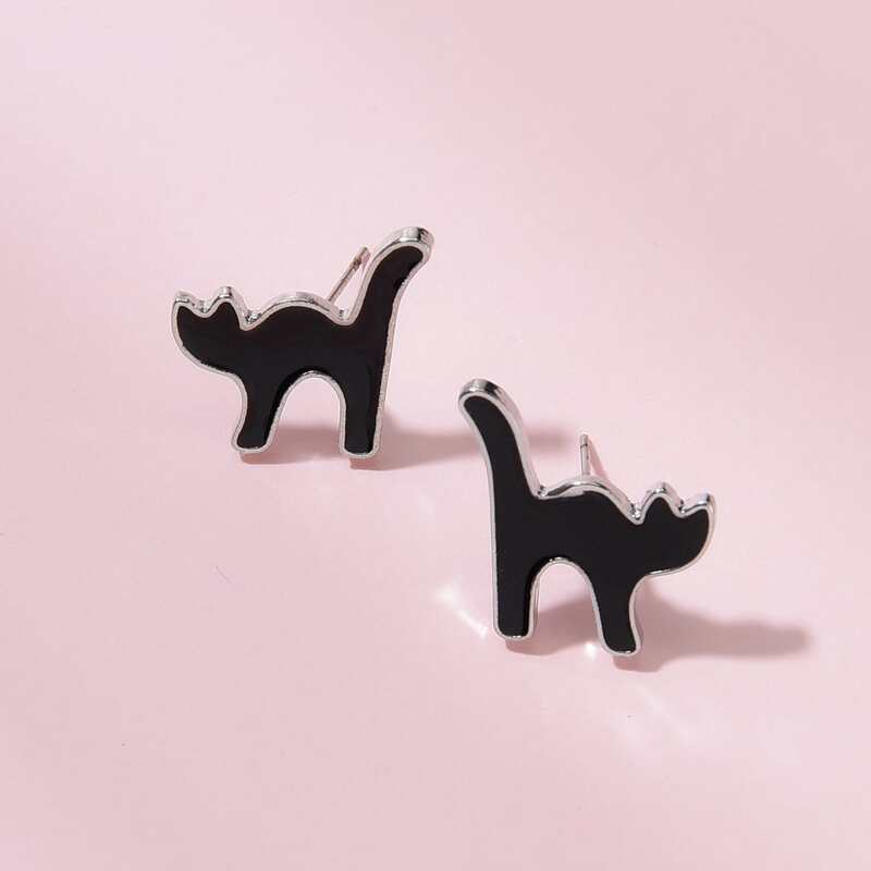 

Cat Stud Earrings, Black