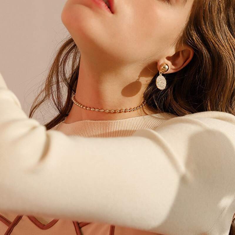 

1pc Beaded Choker, Gold