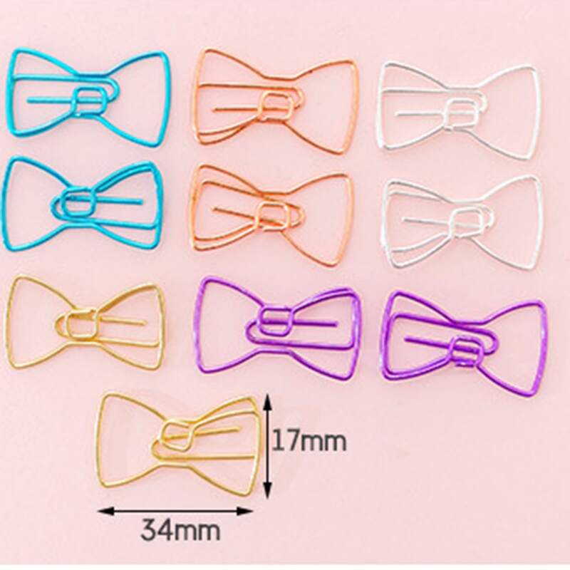 

10pcs Bow Shaped Paper Clip, Multicolor