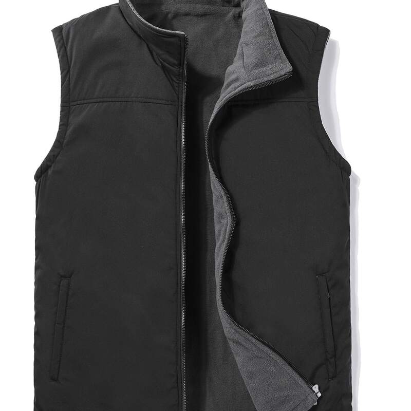 

Guys Zip Up Slant Pocket Vest Jacket, Black