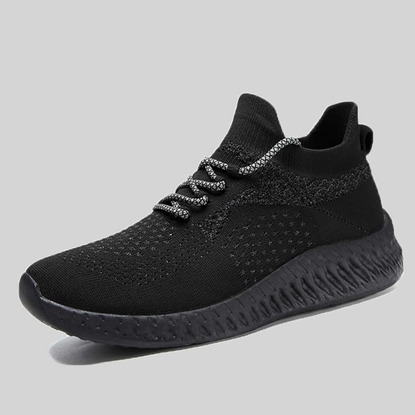 

Men Lace-up Decor Wide Fit Sneakers, Black