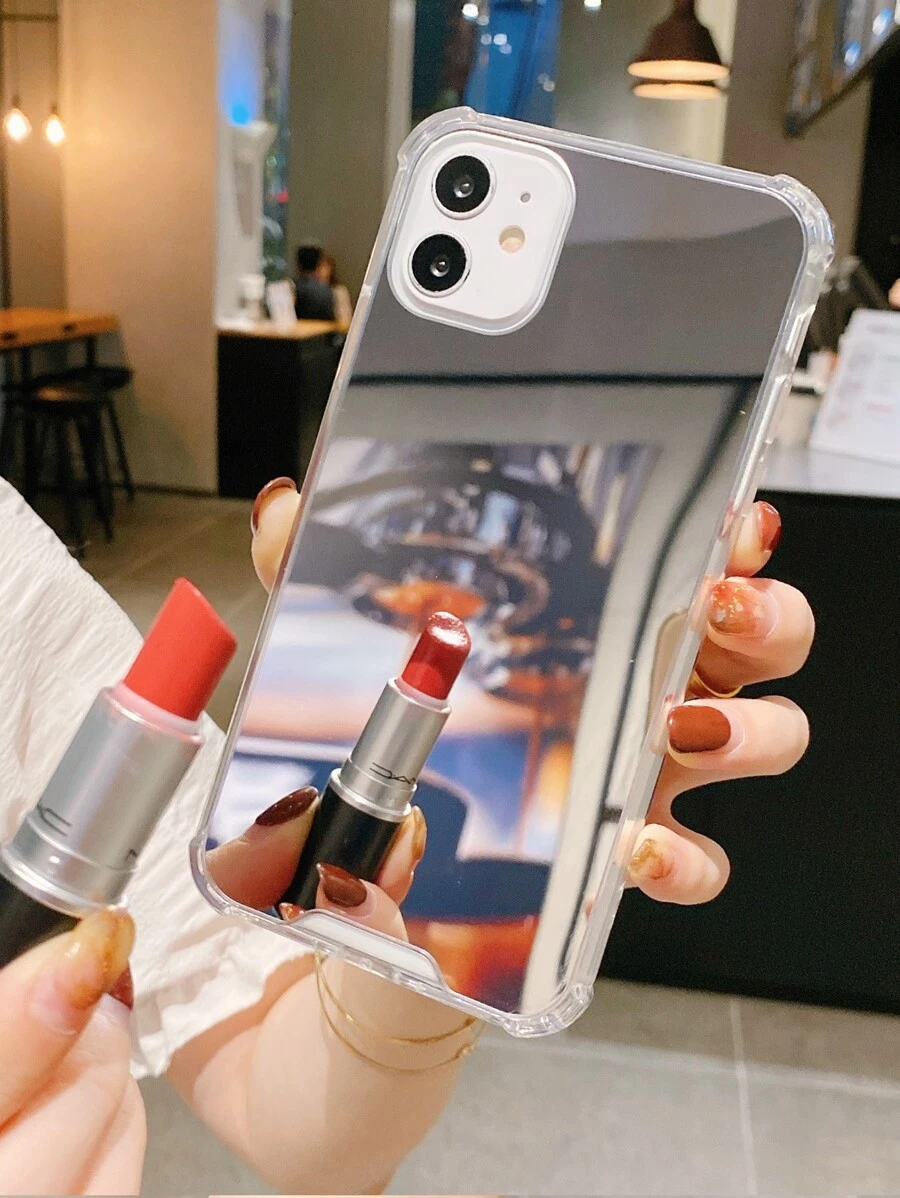 Vỏ gương 1pc tương thích với iPhone - Bạc - Xem 1