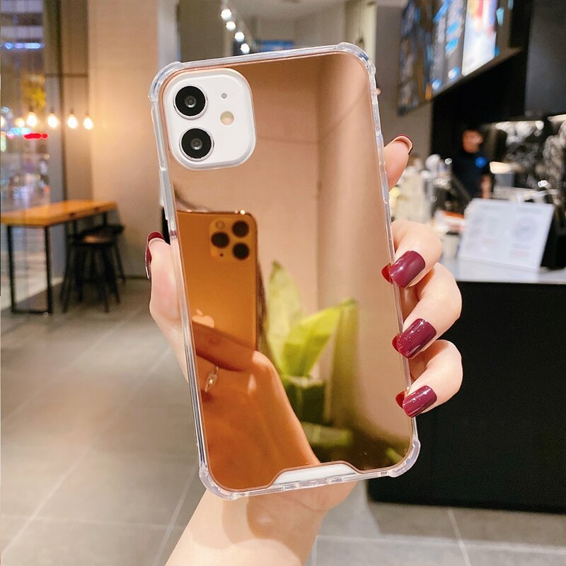 

1pc Mirror iPhone Case, Champagne