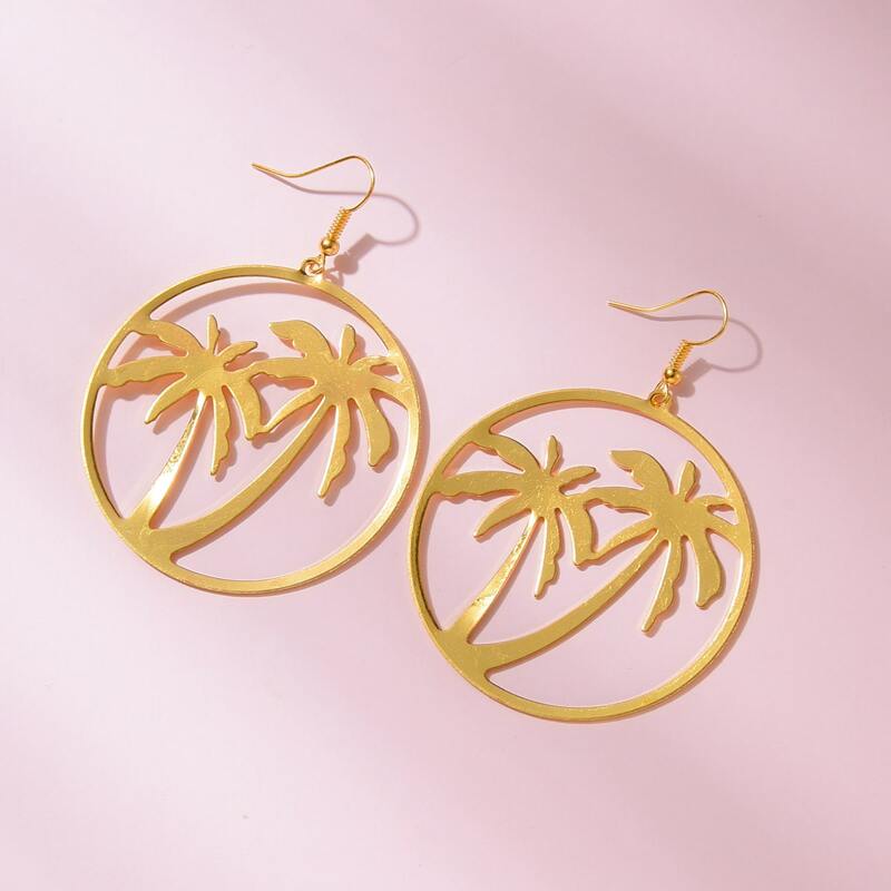 

Coconut Tree Drop Earrings, Gold