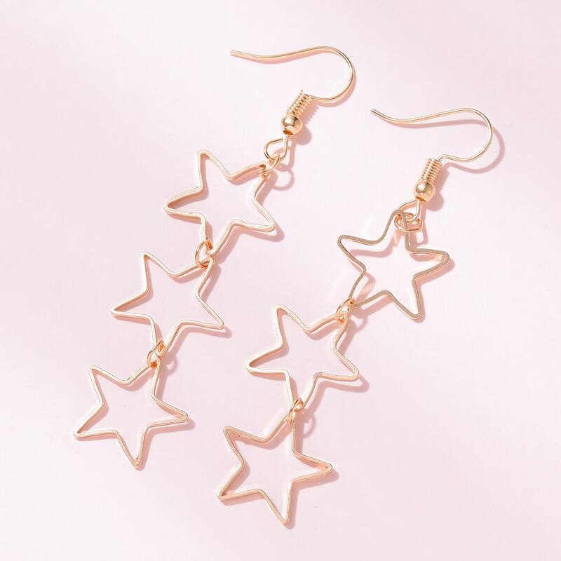 

Star Drop Earrings, Gold