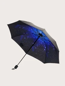 星系圖案傘 - 黑色 - 查看 4