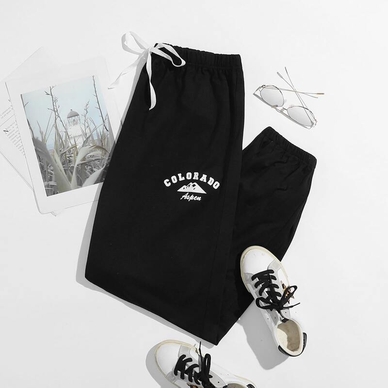 

Letter Graphic Sweatpants, Black