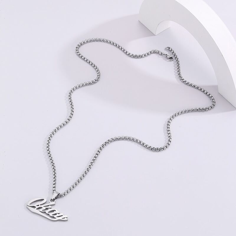 

Guys Letter Charm Necklace, Silver