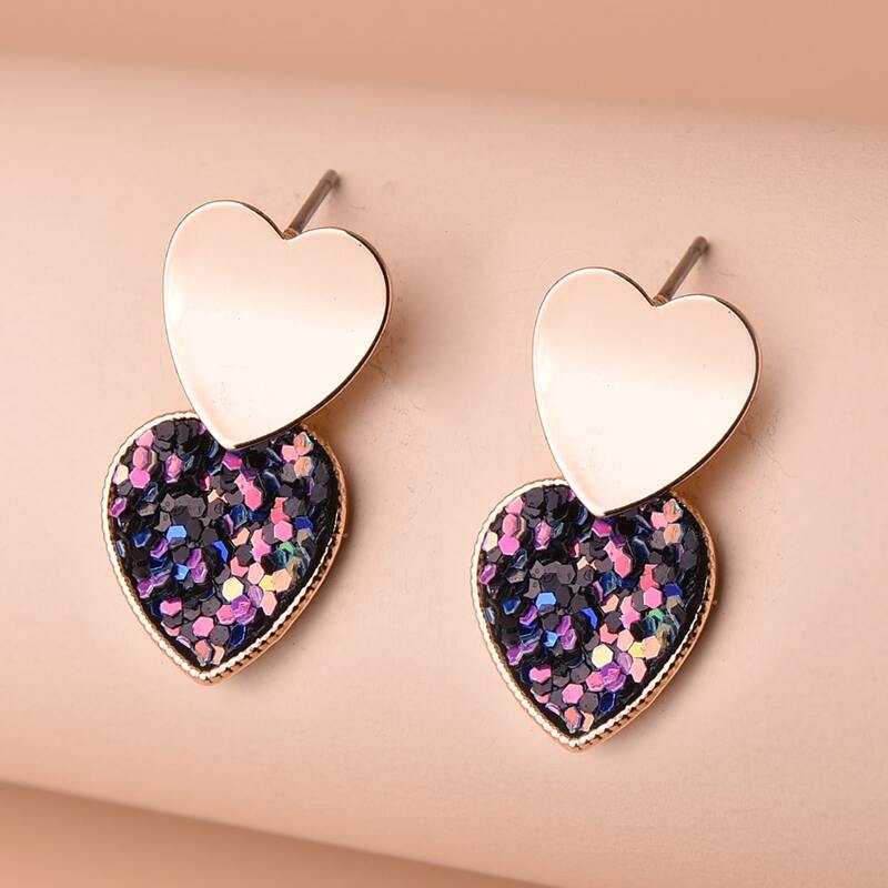 

Heart Design Drop Earrings, Multicolor