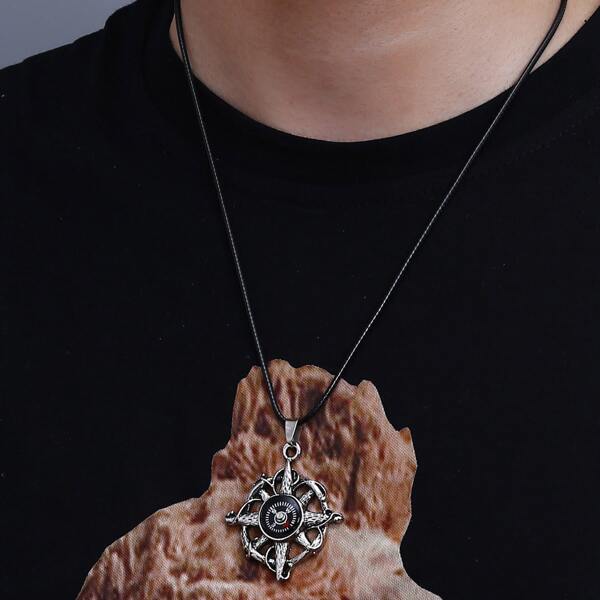 

Men Compass Charm Necklace, Silver