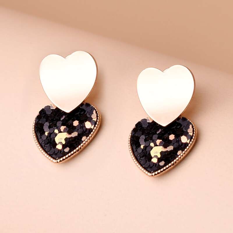

Heart Design Drop Earrings, Multicolor