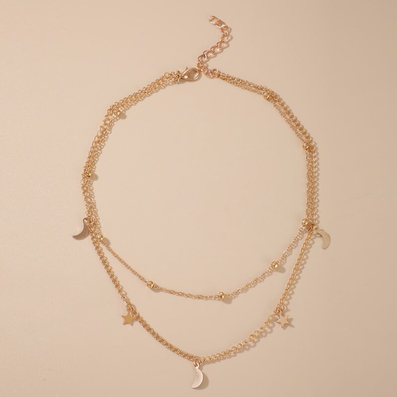 

Star & Moon Layered Necklace, Gold