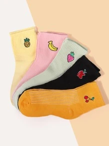 5pairs Fruit Pattern Socks - Multicolor - View 1