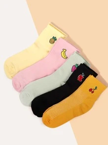 5pairs Fruit Pattern Socks - Multicolor - View 3