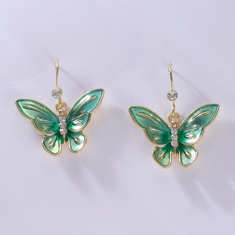 

Butterfly Drop Earrings, Green