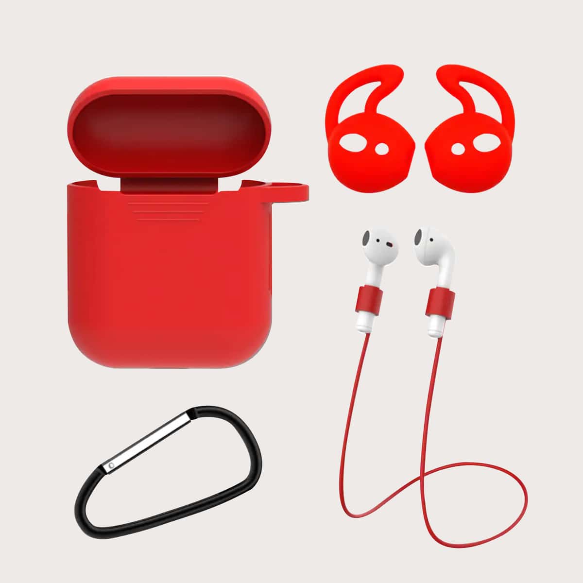

4pcs Airpods Protection Set, Red