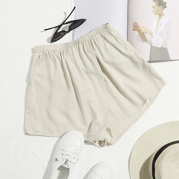 

Solid Wrap Skort, Beige