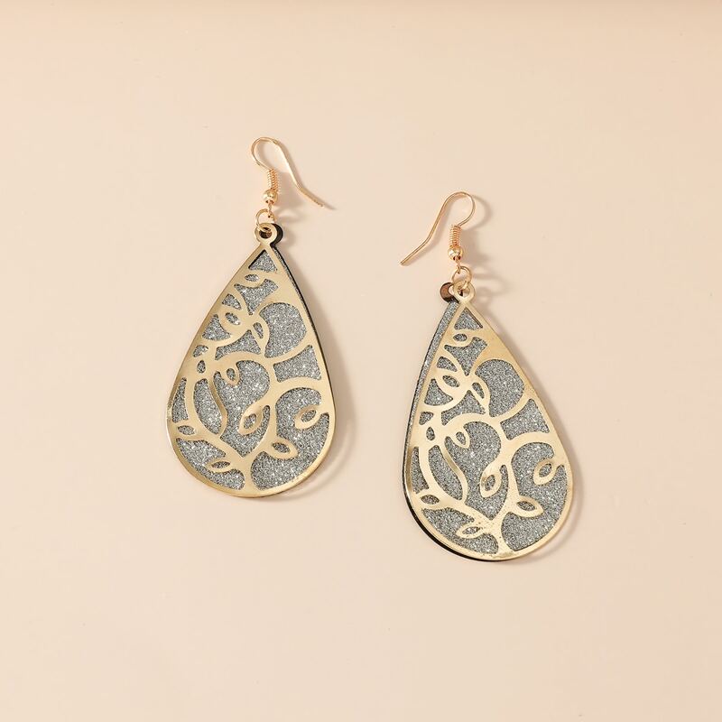 

Hollow Out Water Drop Earrings, Multicolor