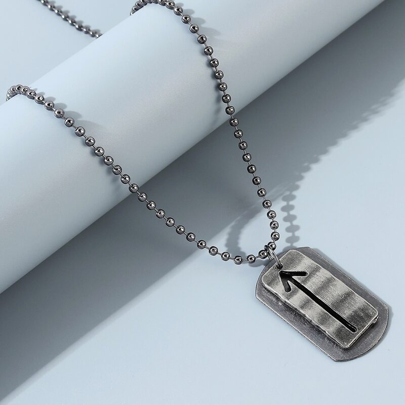 

Guys Arrow Design Geometric Charm Necklace, Black