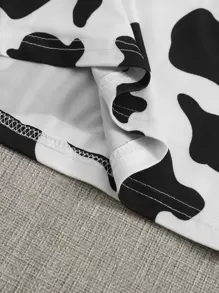 Soleia 奶牛圖案後繫帶繞頸上衣 - 黑與白 - 查看 3