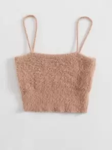 SHEIN MOD Button Front Fuzzy Knit Cardigan With Cami - Baby Pink - View 3