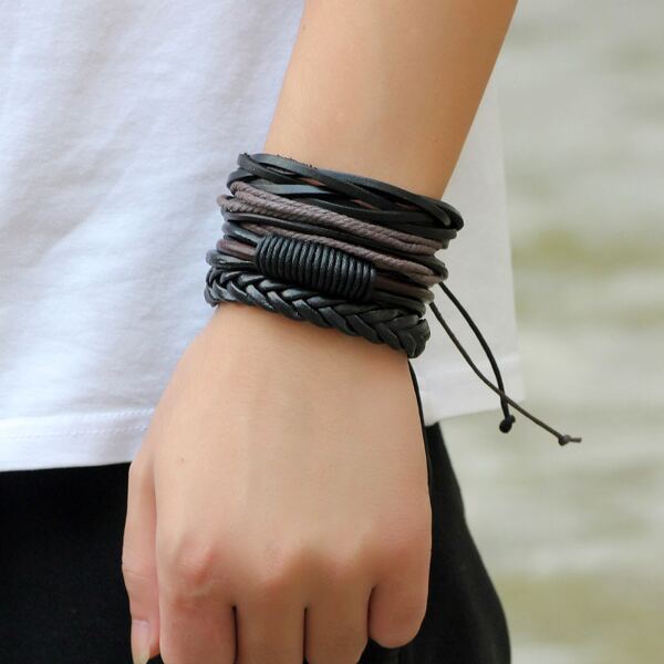 

4pcs Men Simple Braided Bracelet, Multicolor