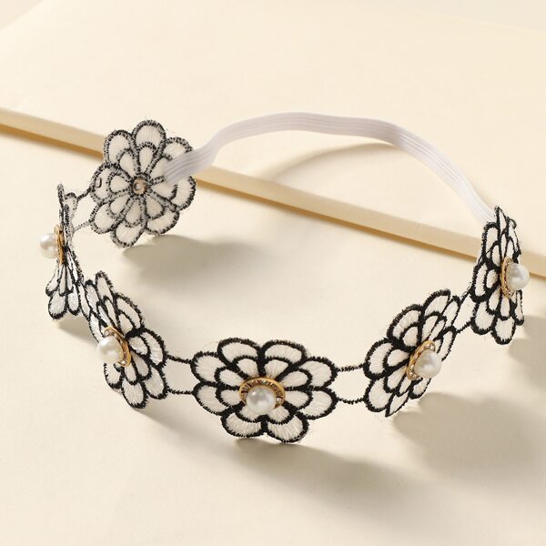 

Baby Flower & Faux Pearl Decor Headband, Multicolor