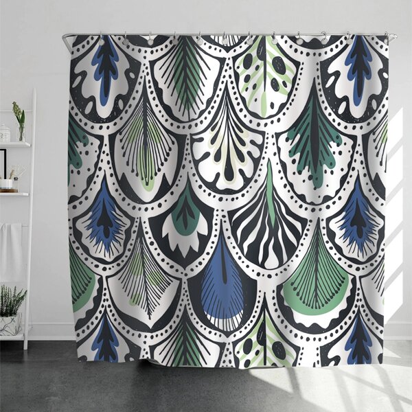 

Plants Print Shower Curtain With 12hooks, Multicolor