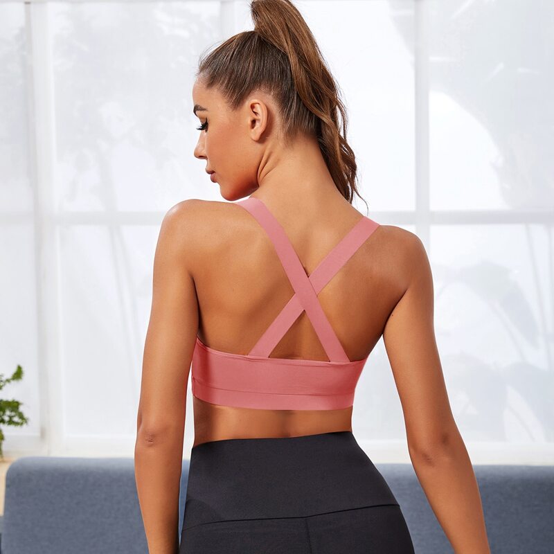 

Medium Support Criss Cross Back Sports Bra, Dusty pink