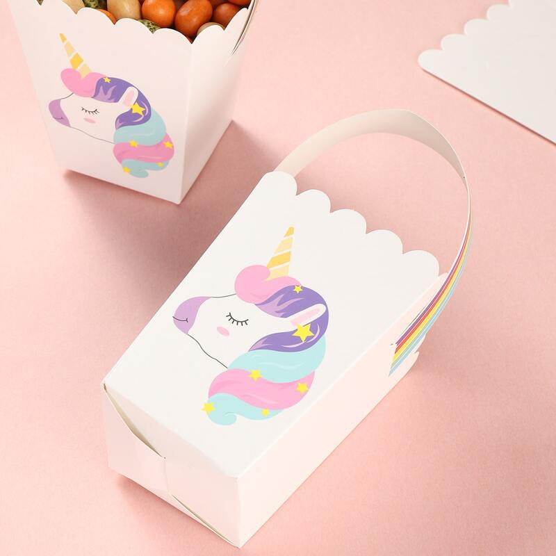 

5pcs Unicorn Print Snack Box, Multicolor
