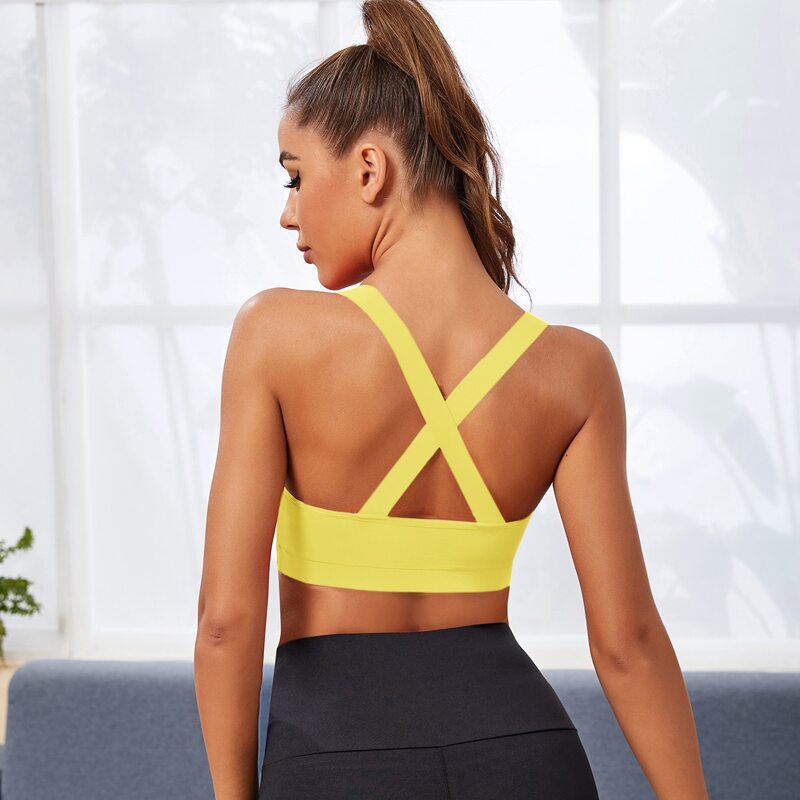 

Medium Support Criss Cross Back Sports Bra, Yellow