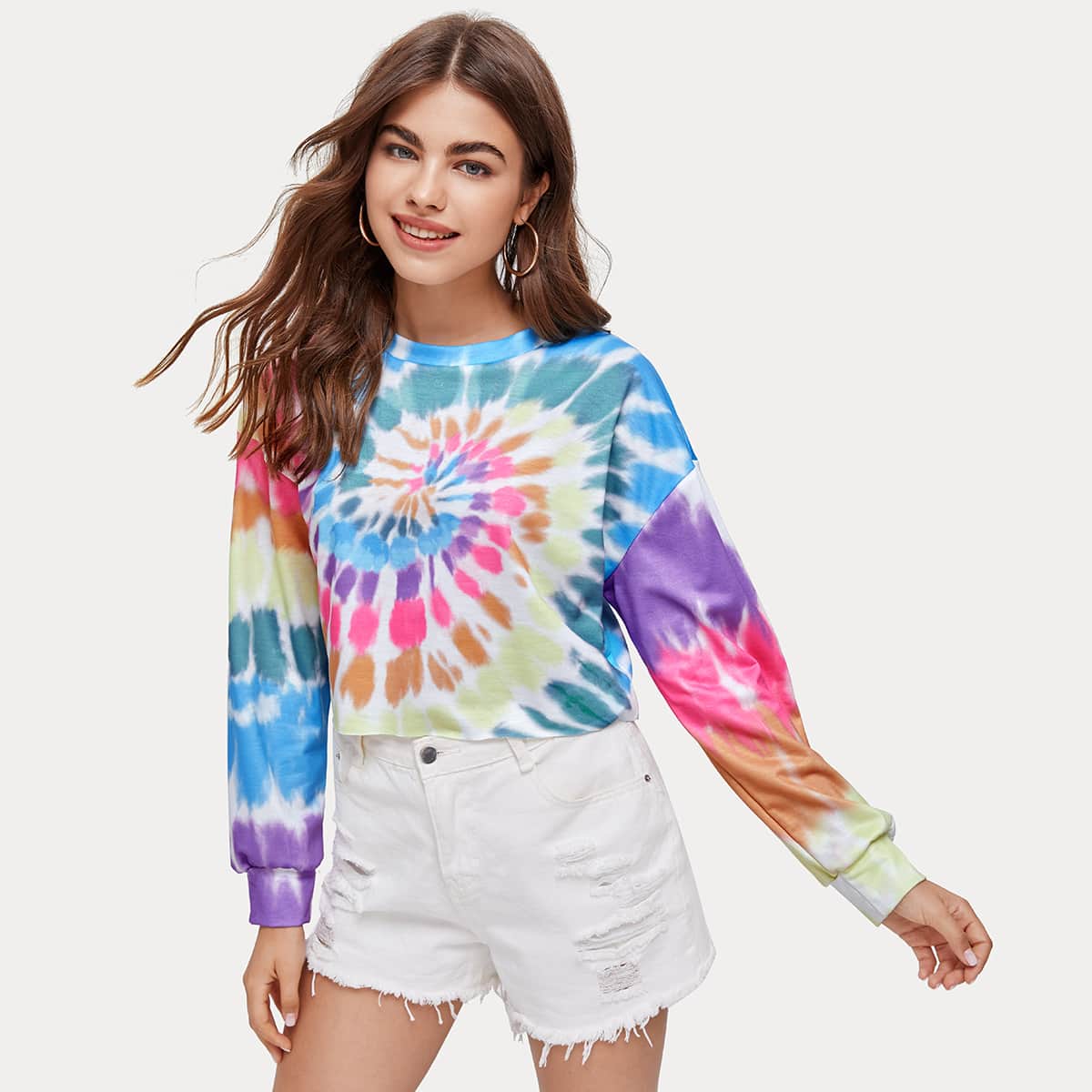 

Tie Dye Crop Sweatshirt, Multicolor