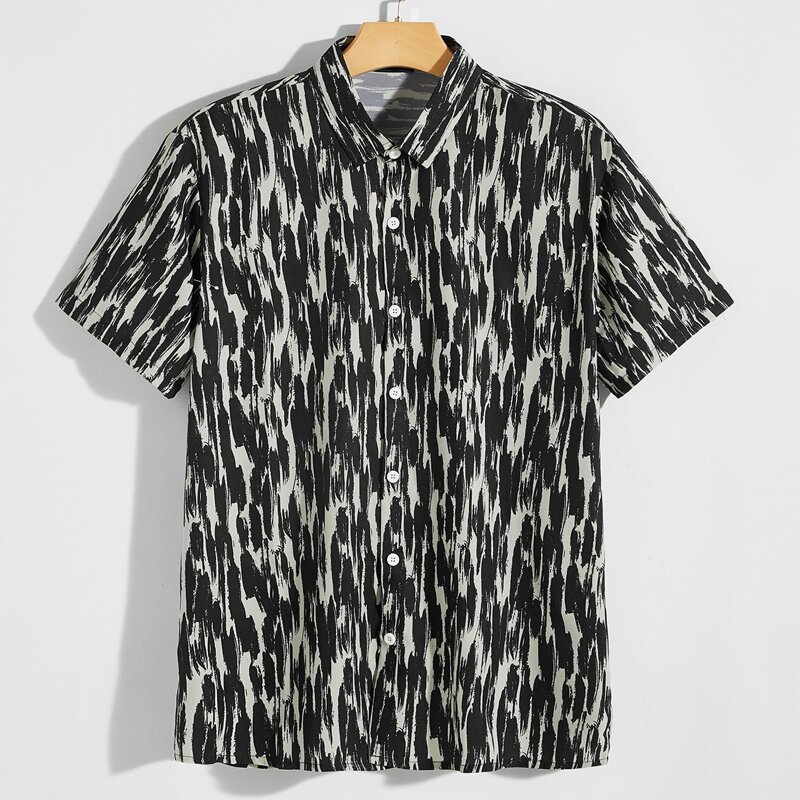 

Guys Allover Print Shirt, Black
