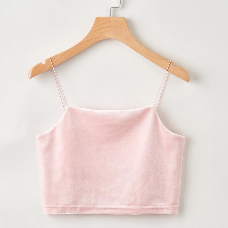 

Solid Velvet Crop Cami, Baby pink
