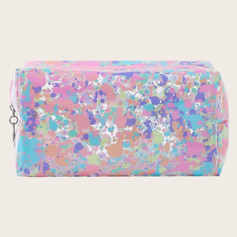 

1pc Graphic Transparent Makeup Bag, Multicolor