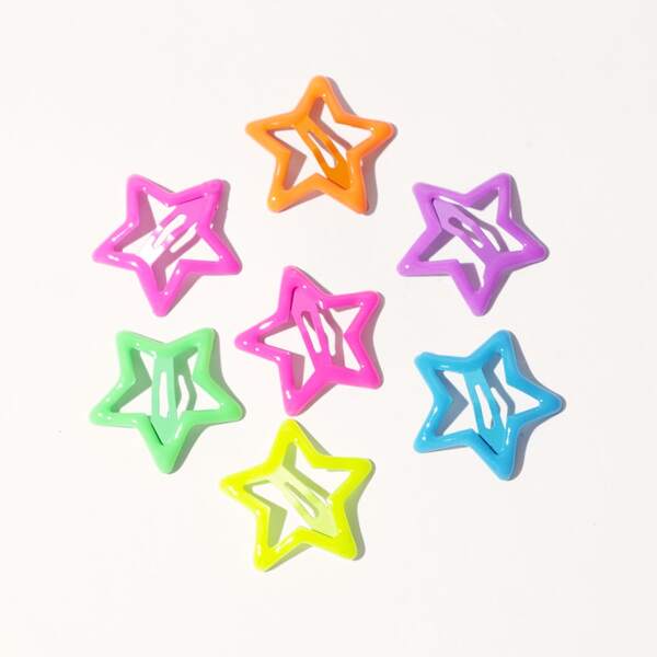 

7pcs Toddler Girls Colorful Star Hair Clip, Multicolor