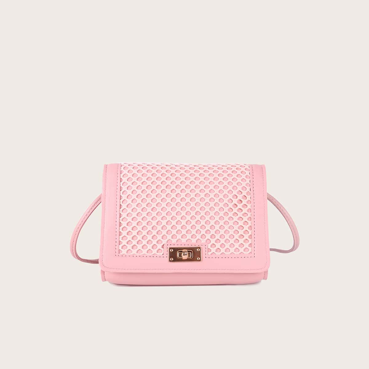 

Hollow Out Flap Crossbody Bag, Pink