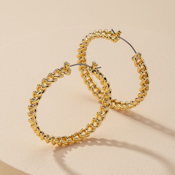 

Twist Design Hoop Earrings, Gold