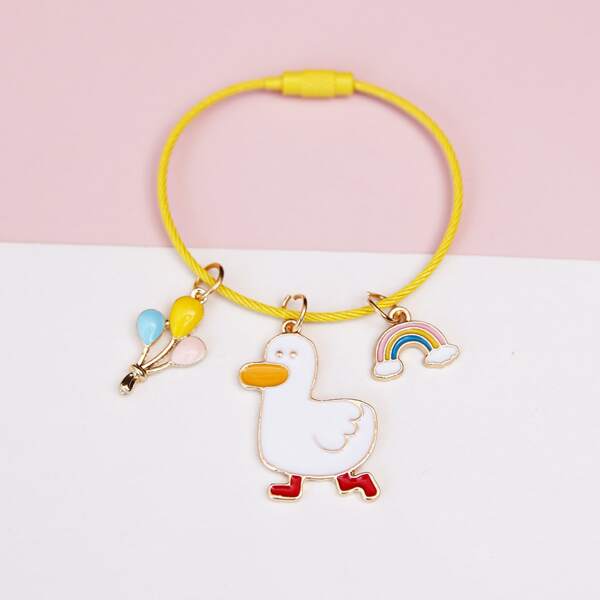 

Duck Rainbow Charm Keychain, Bright