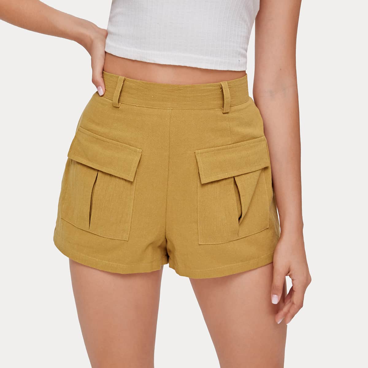 

Solid Pocket Shorts, Mustard yellow