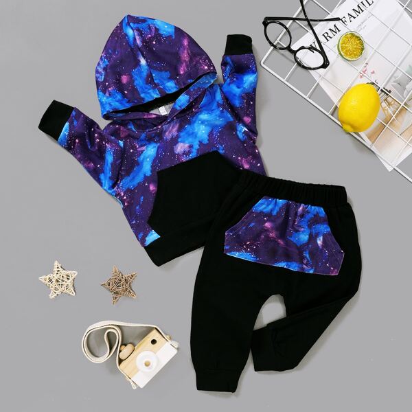 

Baby Boy Galaxy Print Hoodie & Sweatpants, Multicolor