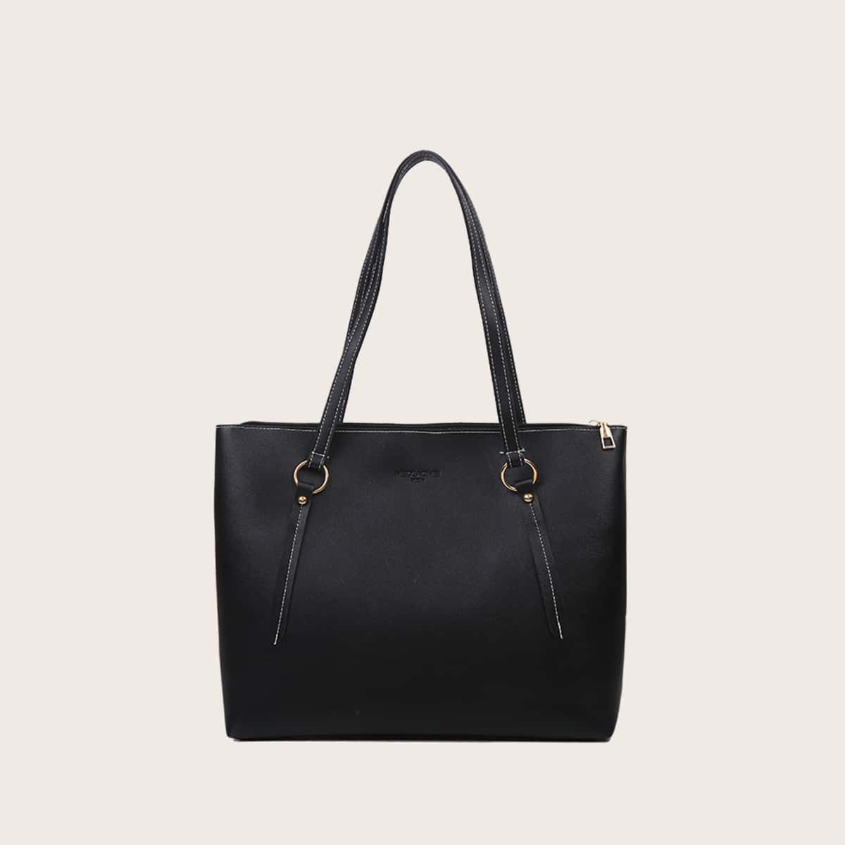 

Solid Tote Bag, Black