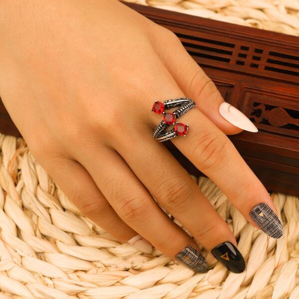

Rhinestone Decor Ring, Red