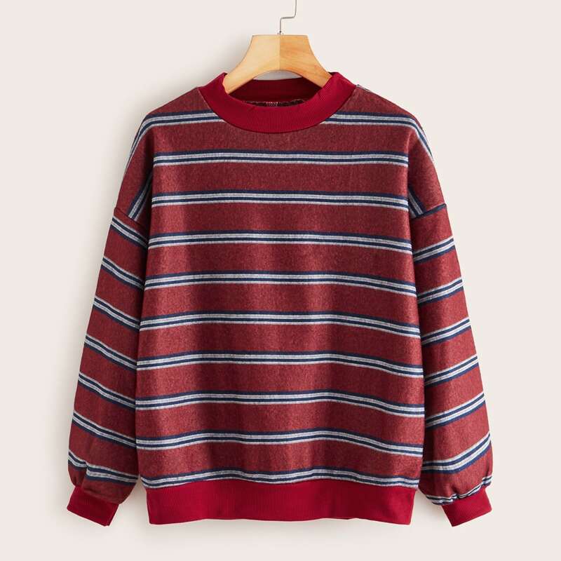 

Striped Tweed Sweatshirt, Maroon