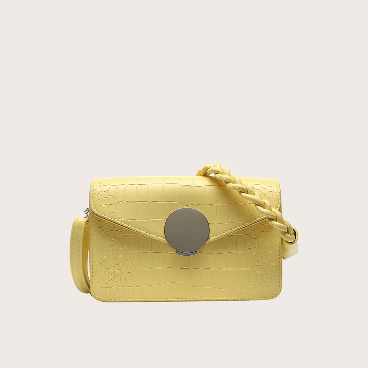 

Croc Braided Strap Tote Bag, Yellow pastel