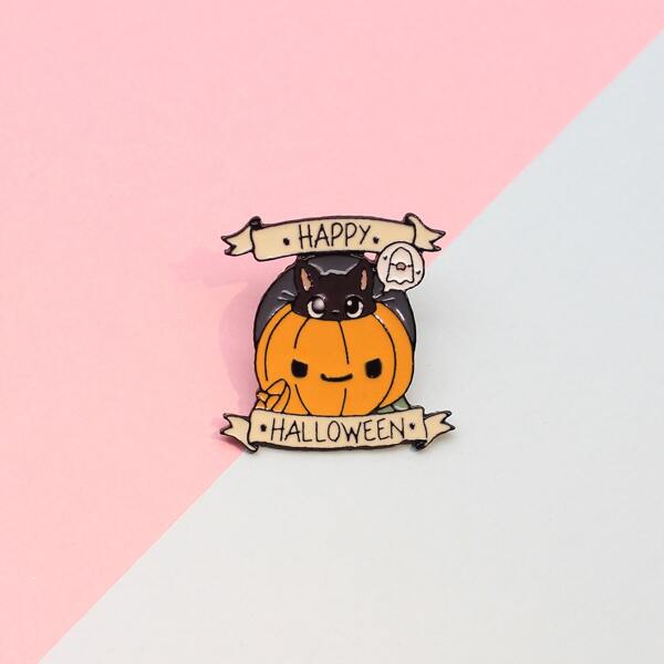 

Kids Halloween Pumpkin Design Brooch, Multicolor