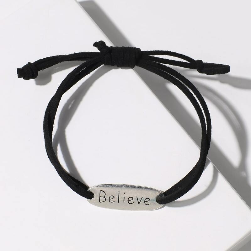 

1pc Letter Bracelet, Black