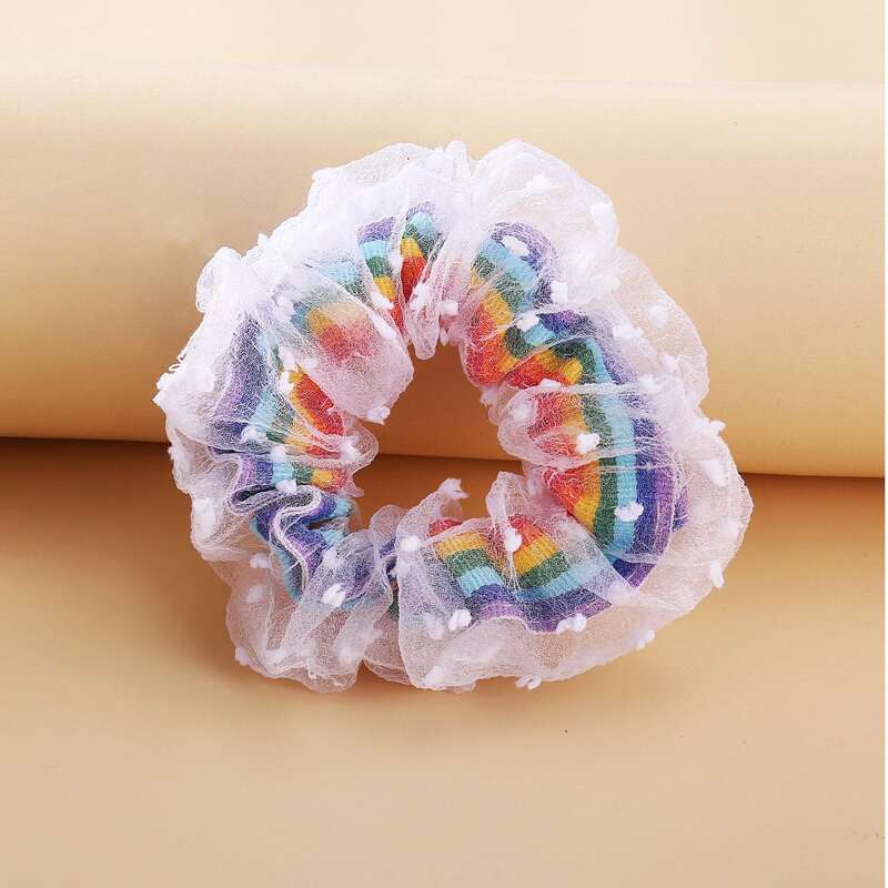 

Rainbow Mesh Scrunchie, Multicolor